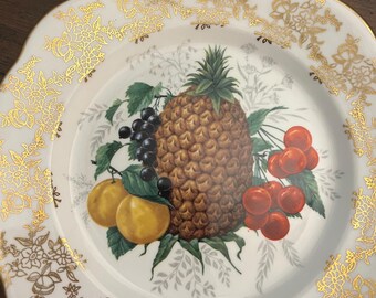 Vintage Duchess Bone China Salad Plate, Fruit Pinnacle, Gold Crown