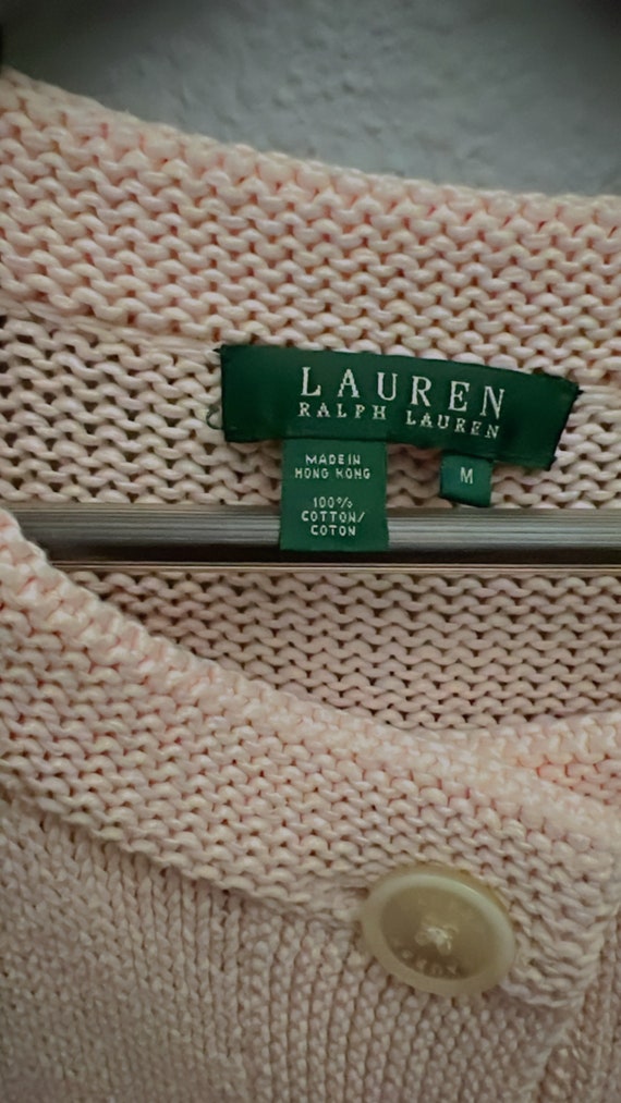 Vintage Ralph Laurent pink heavy cardigan sweater… - image 7