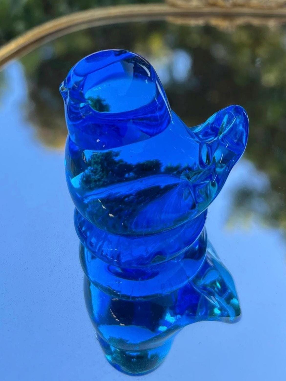 Signed Leo Ward Art Glass Bluebird of Happiness, Vintage Figurine