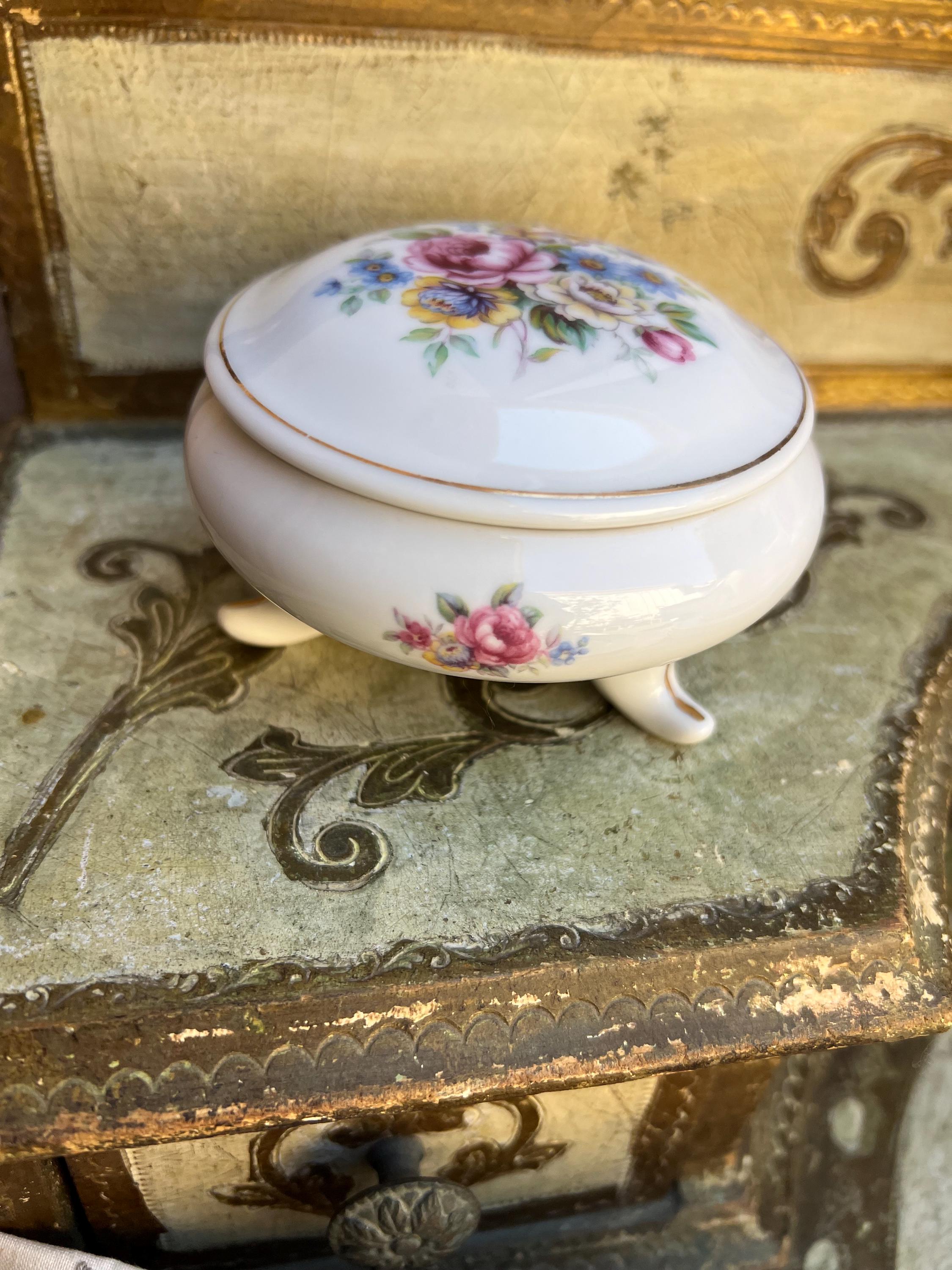 Vintage Crown West California. 3-legged Flowered Trinket