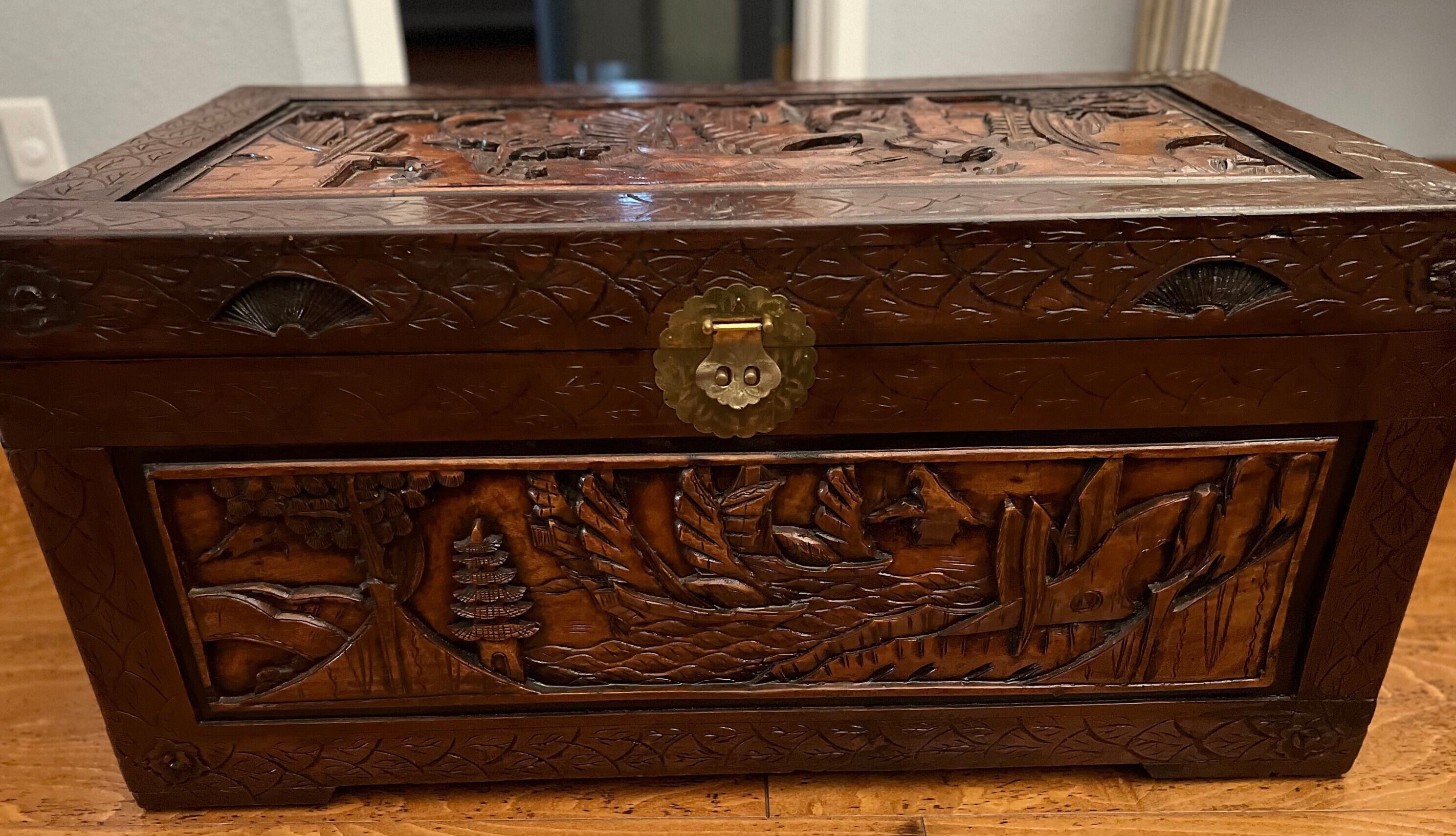 Antique Chinese Carved Chest Camphor Wood. Etsy UK