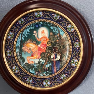 The Russian Fairy Tales series by Villeroy & Boch Germany. Highly collectible porcelain plates with wood frame. 8.2&quot; diameter. 3 available.