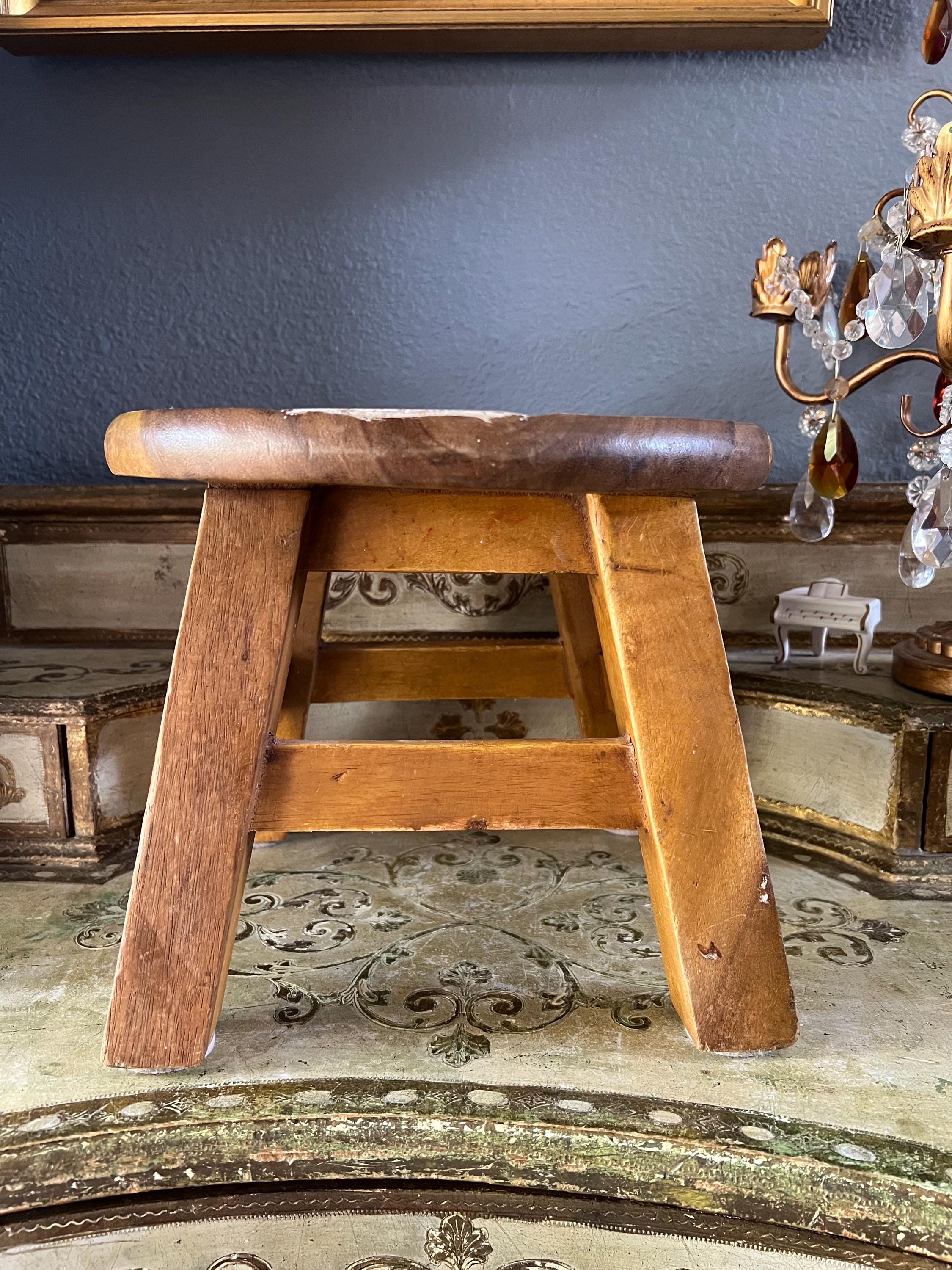 Thai Intl Kids Stool Hand Crafted Chang Mai Rocket and Sky Carved