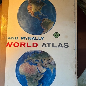 Rand Mcnally World Atlas Full Colored Maps Vintage @1963 Copyrighted