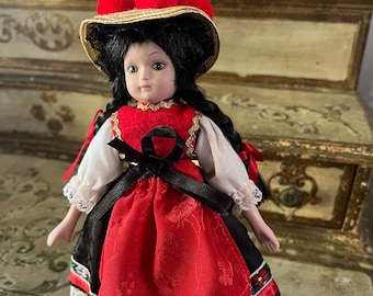 1940s-50s German China Porcelain Doll. 8” Vintage Doll With White