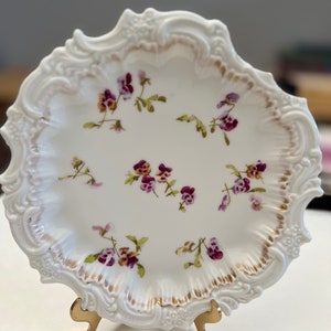 Antique T&V Limoges, France floral plate. Exquisite, hand painted. Nathan Dohrmann. 8&quot; diameter.