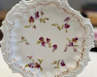 Antique T&V Limoges, France floral plate. Exquisite, hand painted. Nathan Dohrmann. 8&quot; diameter.