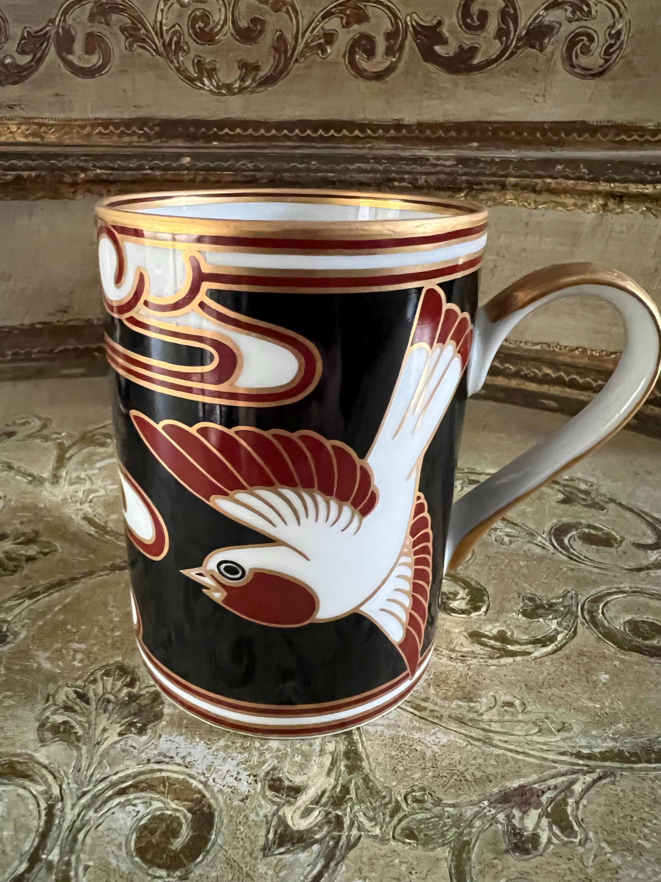 Fitz & Floyd Mouchet D'or Mug, Mid-century Gilded Bird Design
