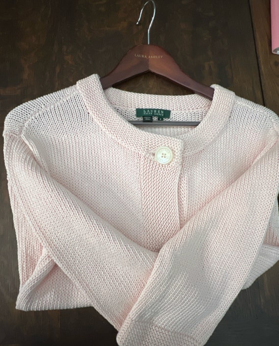 Vintage Ralph Laurent pink heavy cardigan sweater… - image 4