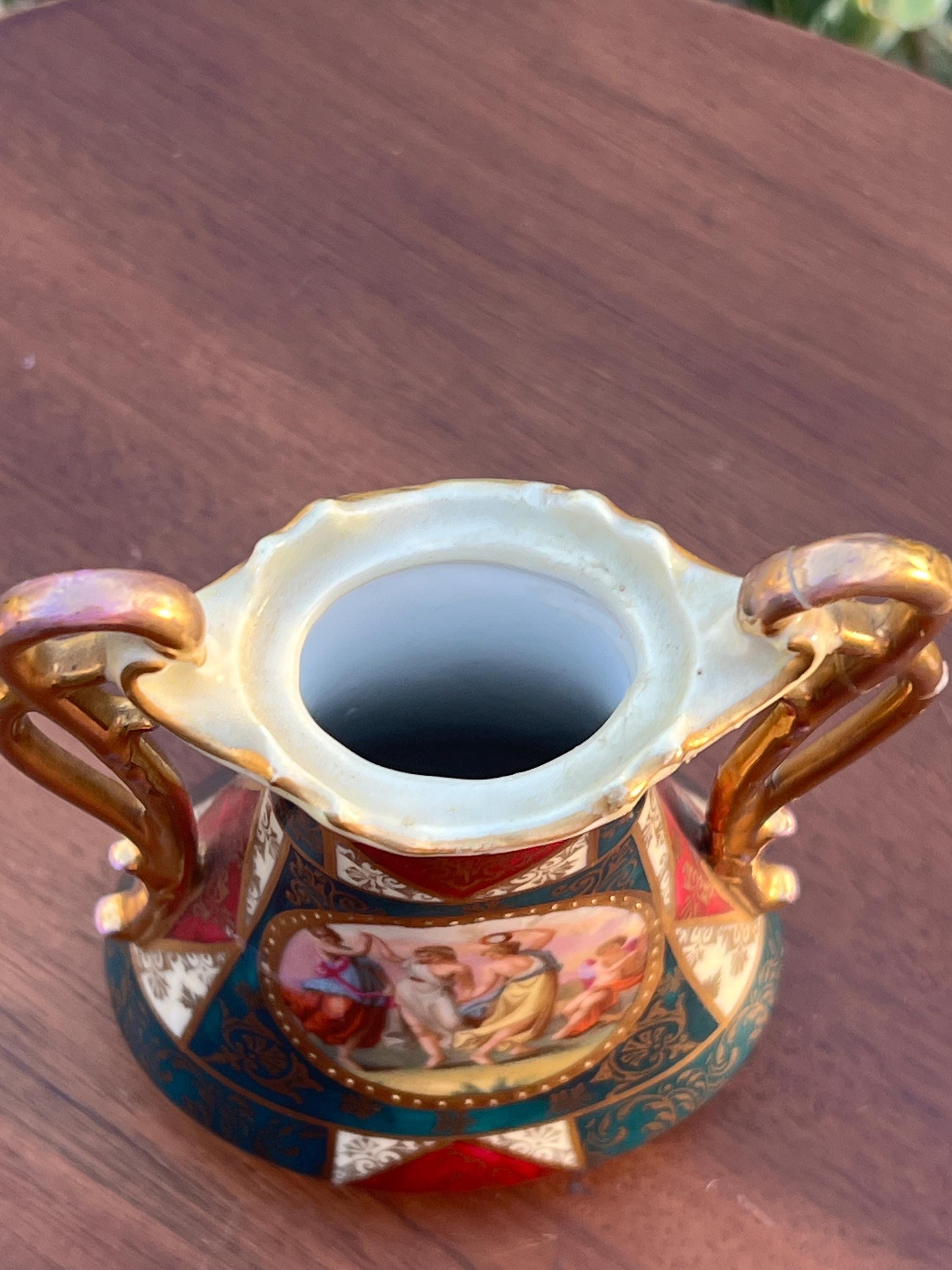 Antique Royal Vienna Austria Vase/urn. Women Dancing and Querubin