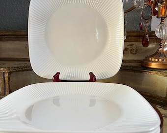 Corelle "Ultra Vitrelle 2" set of 4 Square Ribbed Rim Scandia White Dinner Plates
