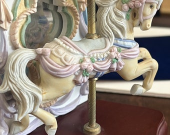 Vintage Westland Porcelain Carousel Music Box, Plays Goodbye Waltz