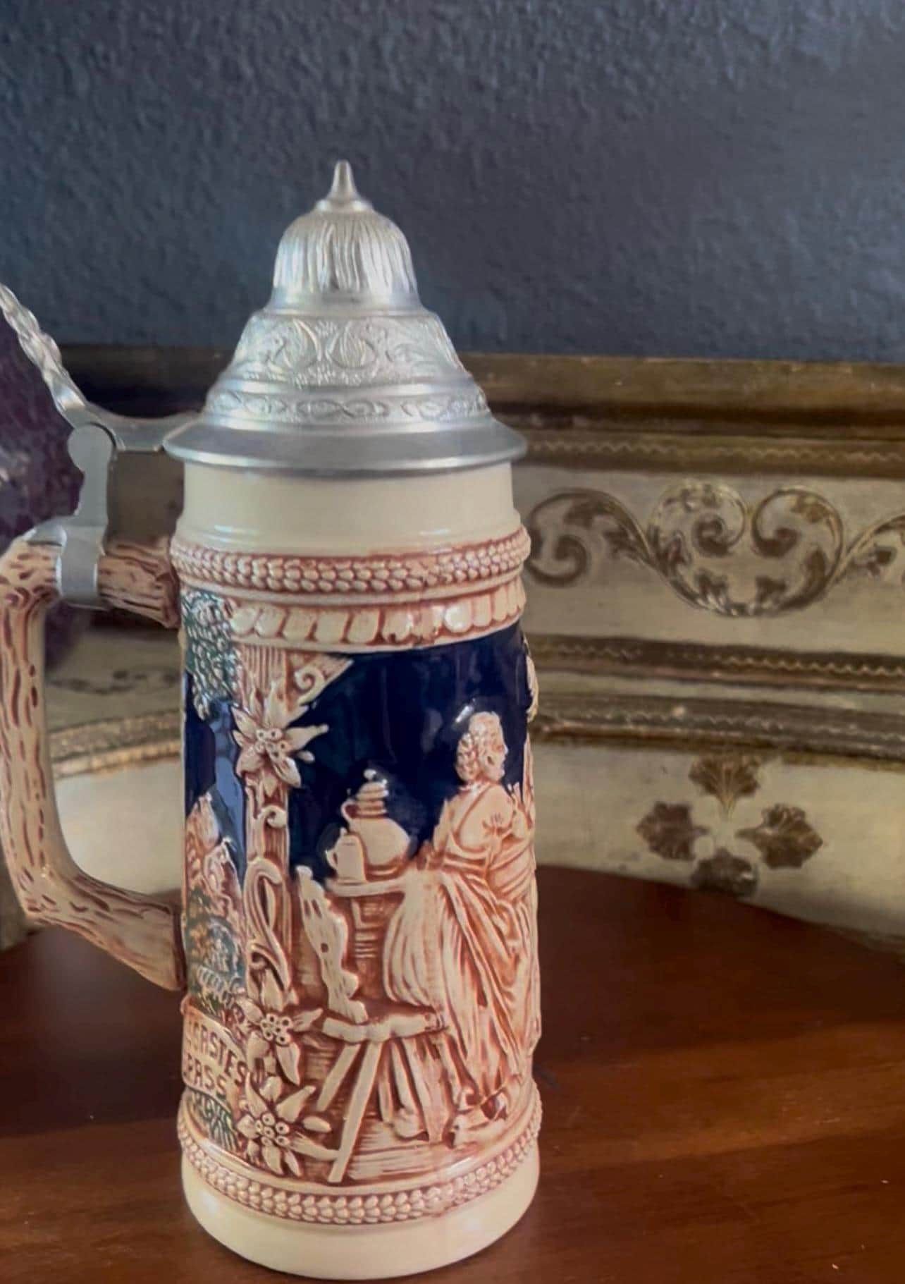 West Germany Original Gerz Beer Stein, Cobalt Blue Glazed
