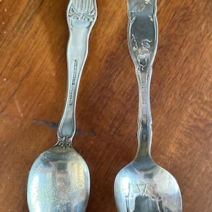 1920s Collectible Silverplated Souvenir 6&quot; Spoons from Minnesota and Philadelphia