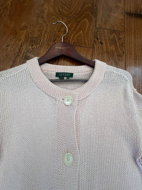 Vintage Ralph Laurent pink heavy cardigan sweater… - image 10