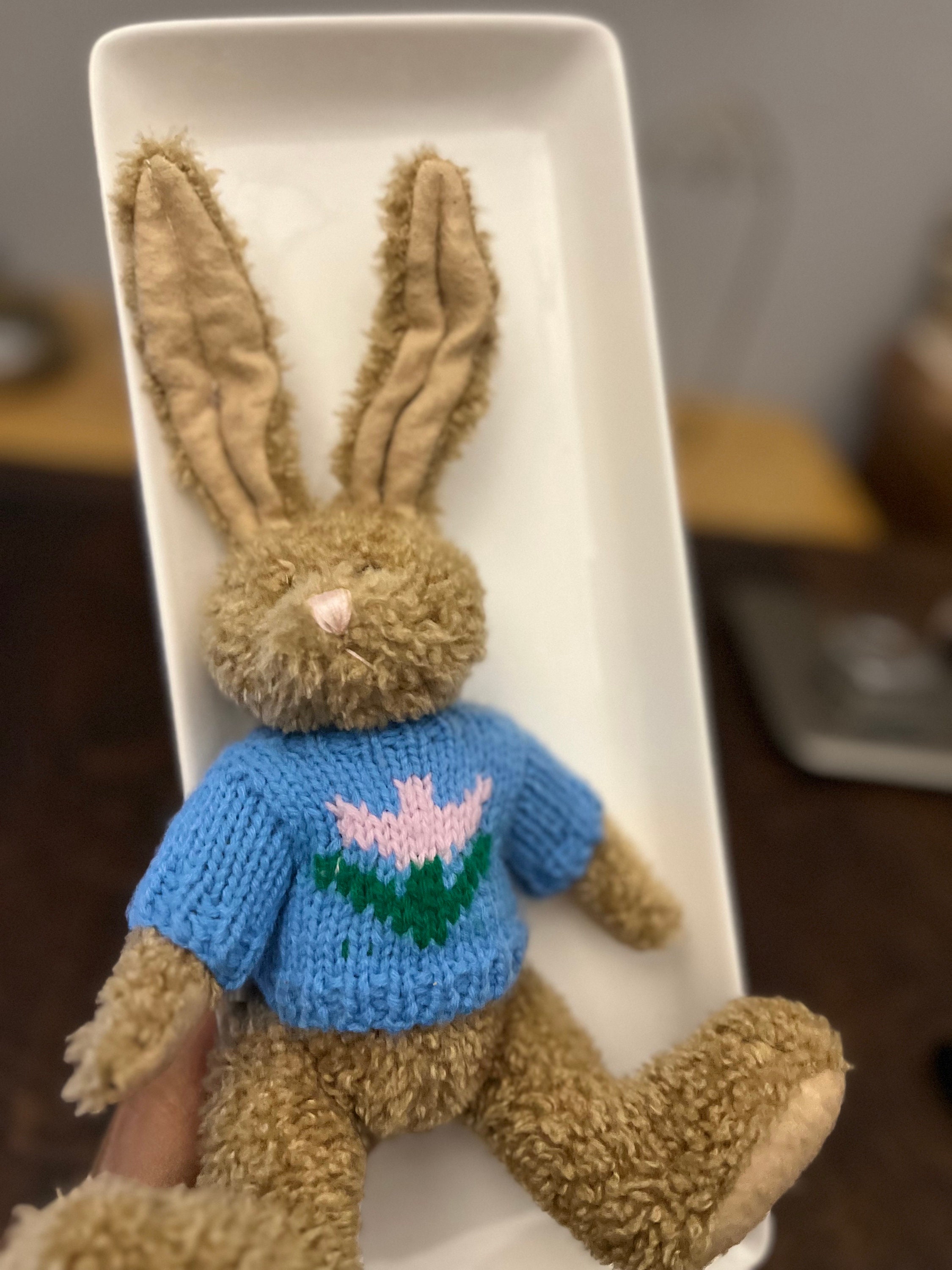Vintage Hugfun Bunny Plush, Blue Sweater, Flexible Ears - Etsy