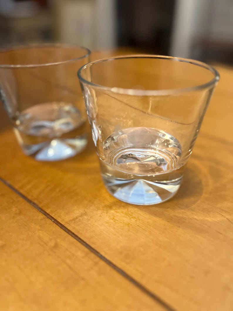 Vintage Johnnie Walker Glasses (Set of 2), Diamond Bottom Engraved, Made in France immagine 4