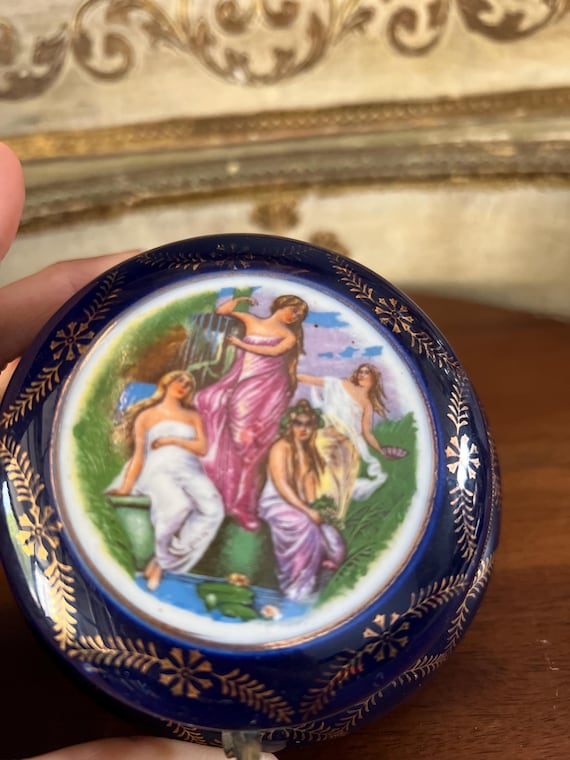 Exquisite, trinket, box. Cobalt blue, Victorian c… - image 1