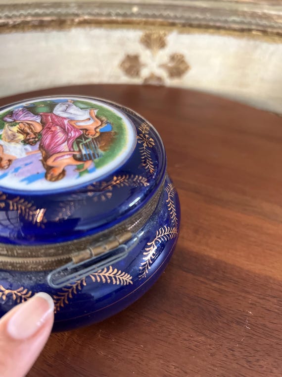 Exquisite, trinket, box. Cobalt blue, Victorian c… - image 6