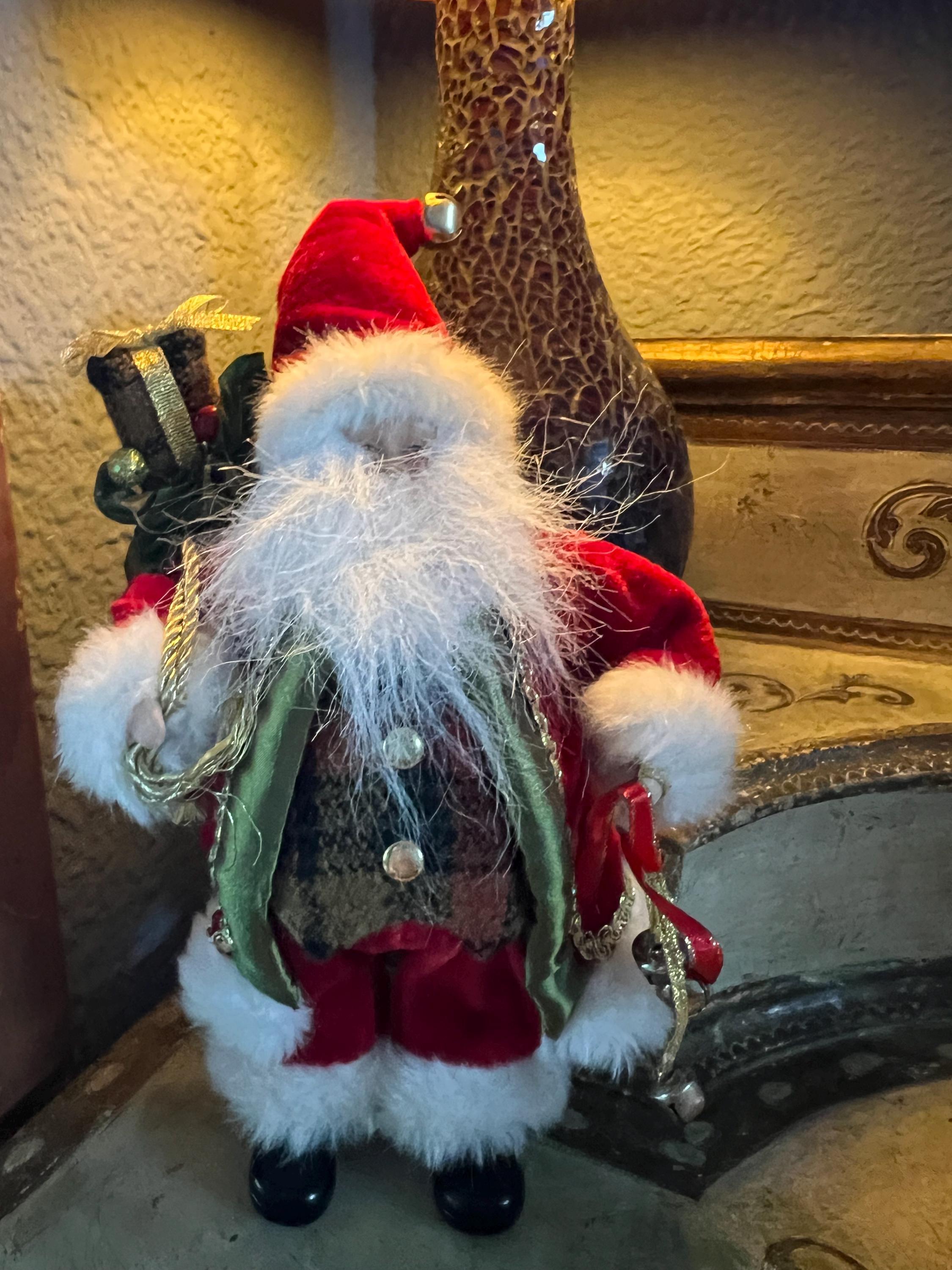 Vintage Porcelain Santa Claus Figurine, Fabric Christmas Decor - Etsy