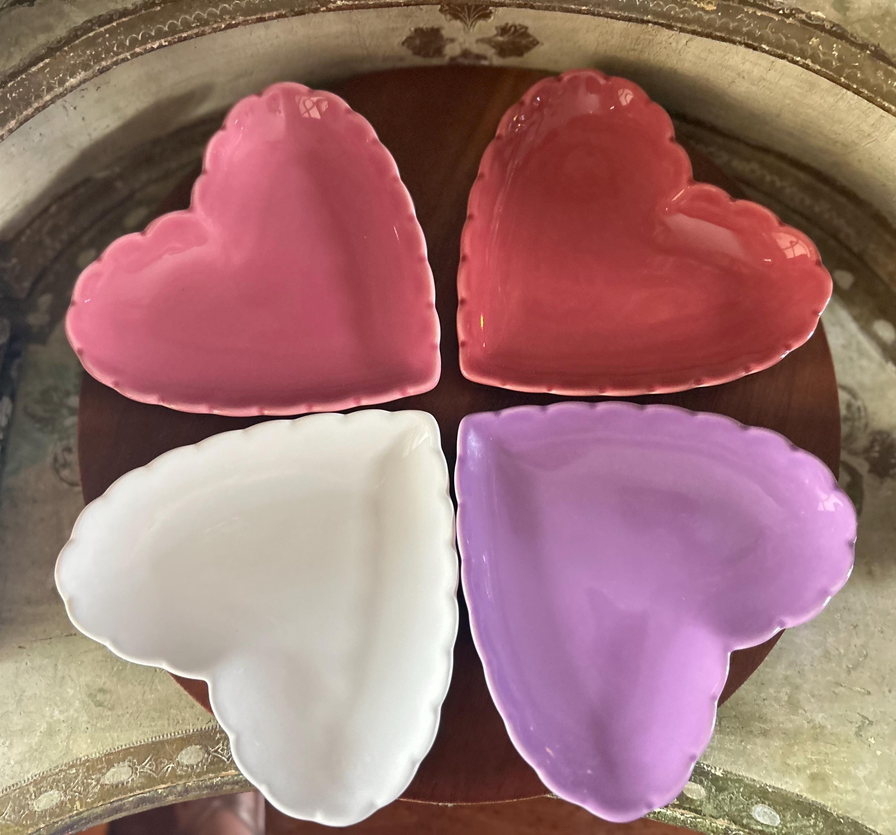 PIAA JEWEL HEART 4本セット Vintage William Sonoma Heart Plates, Scalloped Ceramic Set - Etsy