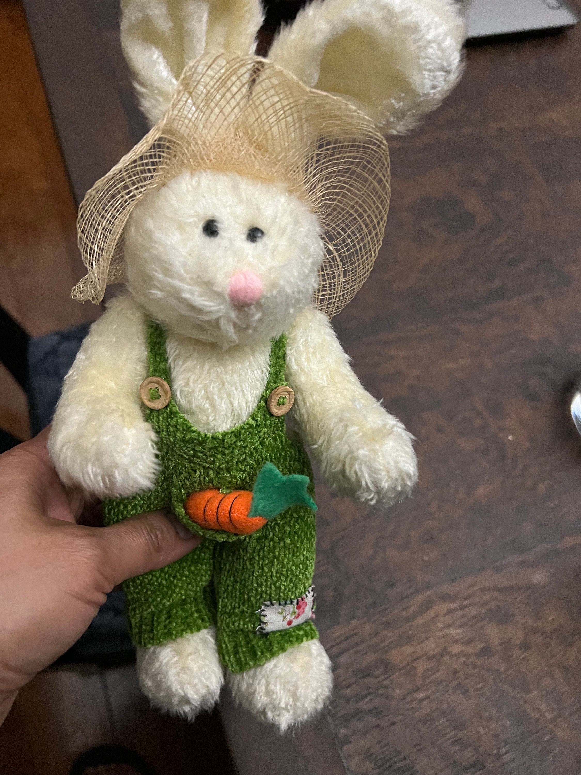 Vintage 1996 Breckley Bunny Plush, Green Overalls & Carrot - Etsy