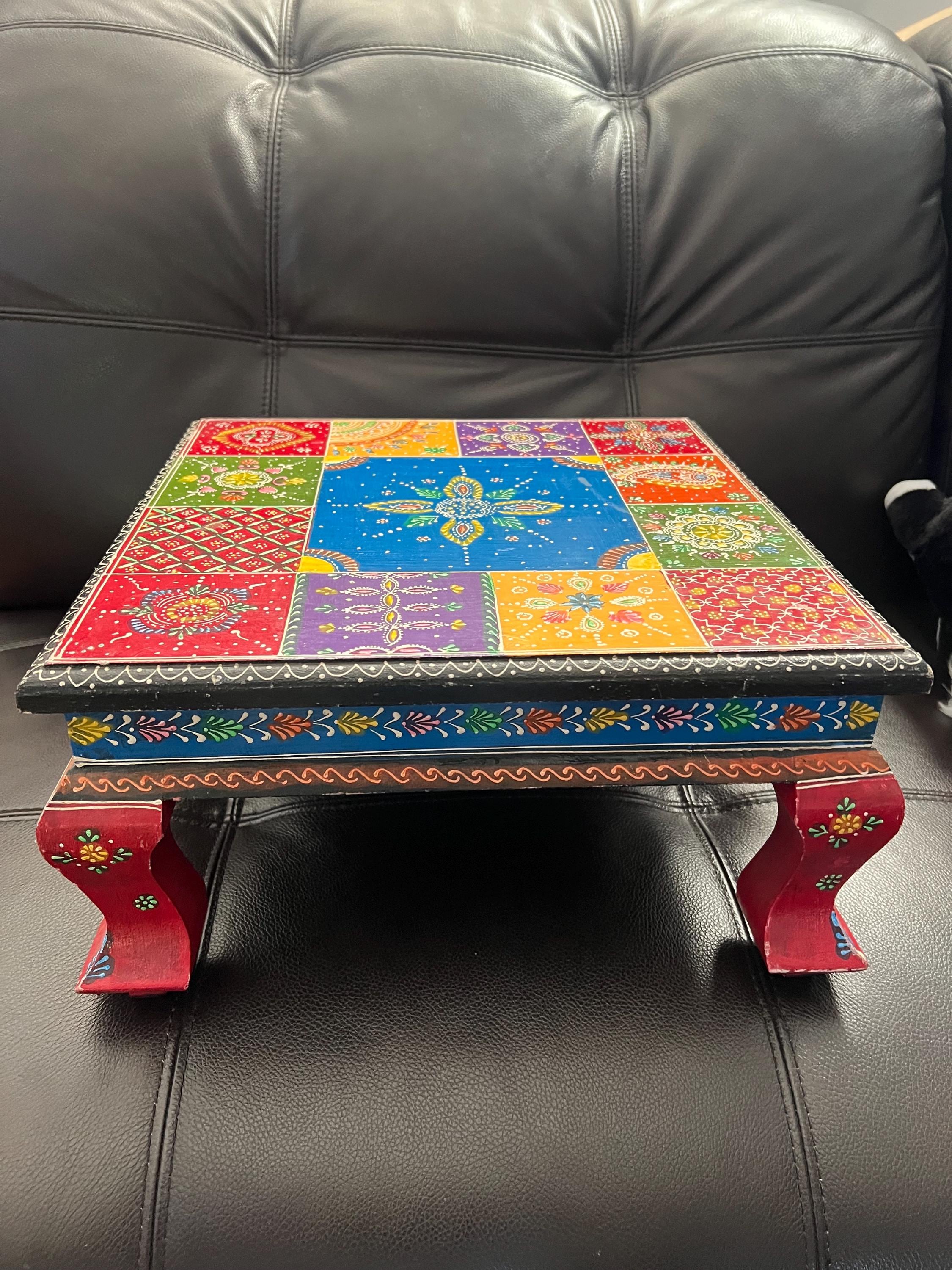 Beautiful Bajot Chowki Wood Table. Indian Table for Tea or