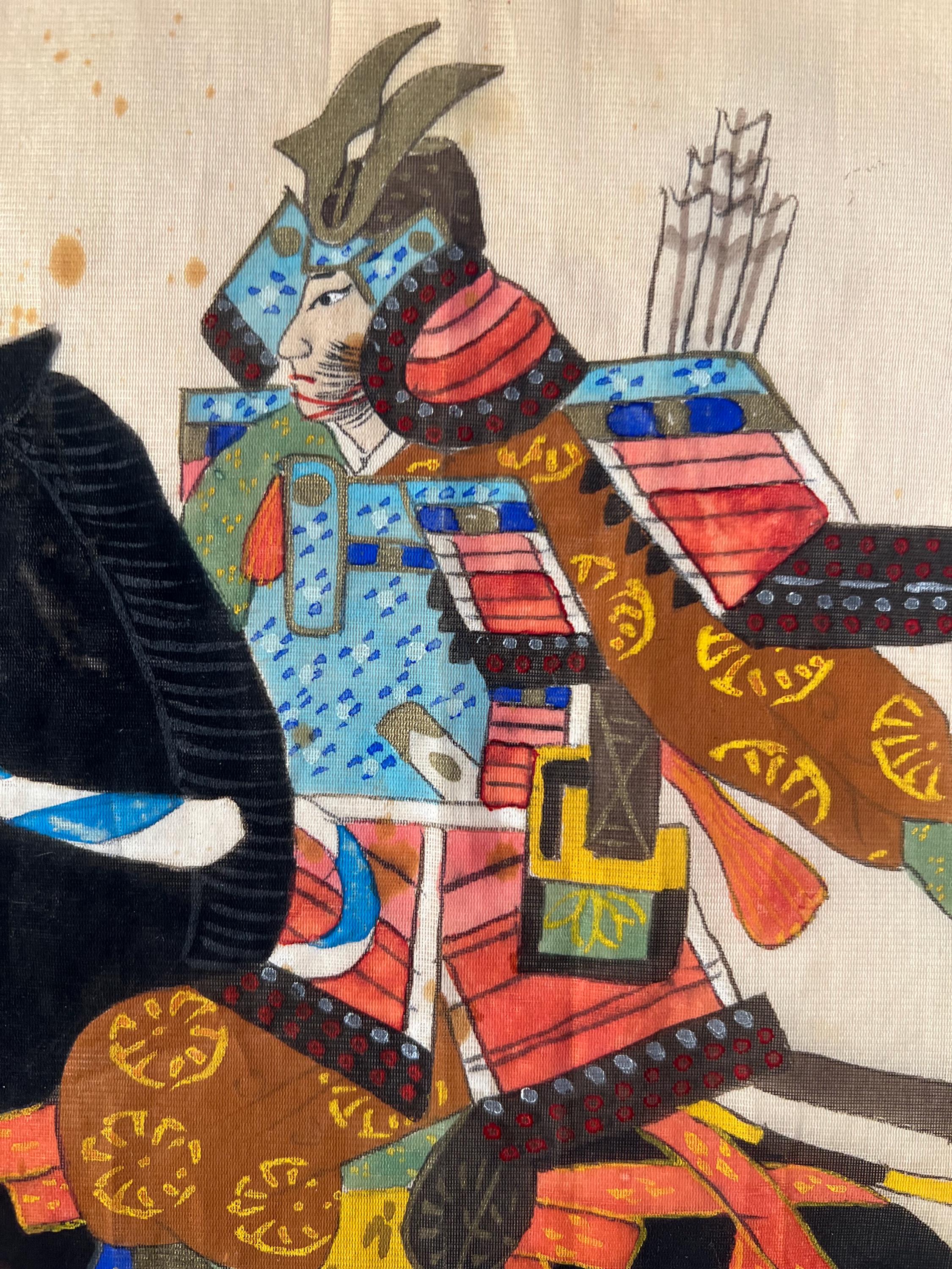 SAMURAI by レシェック ガチュコフスキ 絵画 Midcentury Japanese Samurai Art, Ink on Silk Kakejiku - Etsy