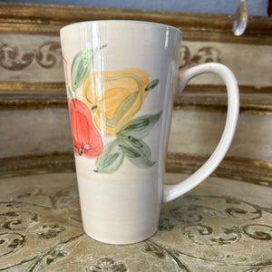 Hand Painted Tall Ceramic Fruit Coffee Mug by Ruby