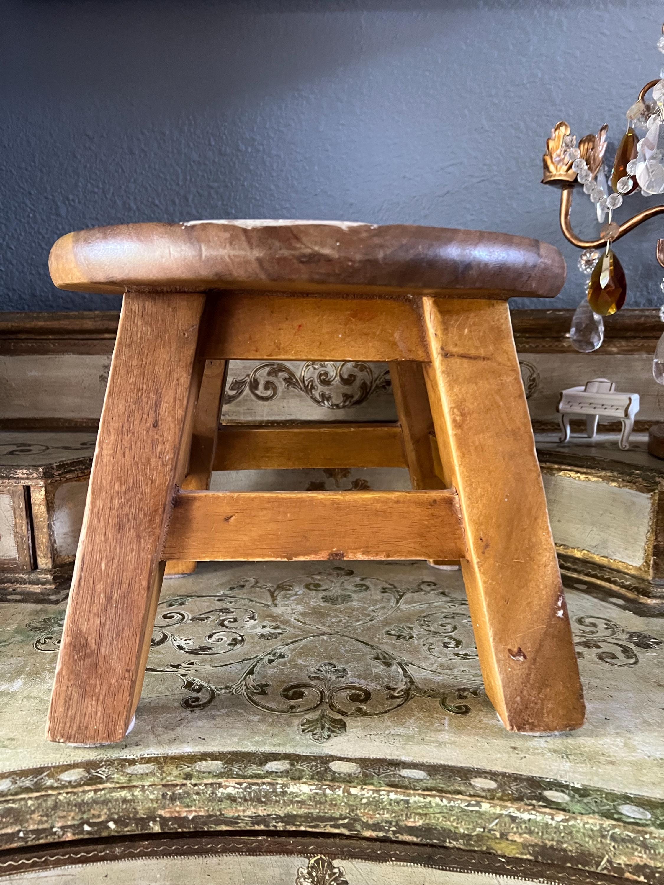 Thai Intl Kids Stool Hand Crafted Chang Mai Rocket and Sky Carved