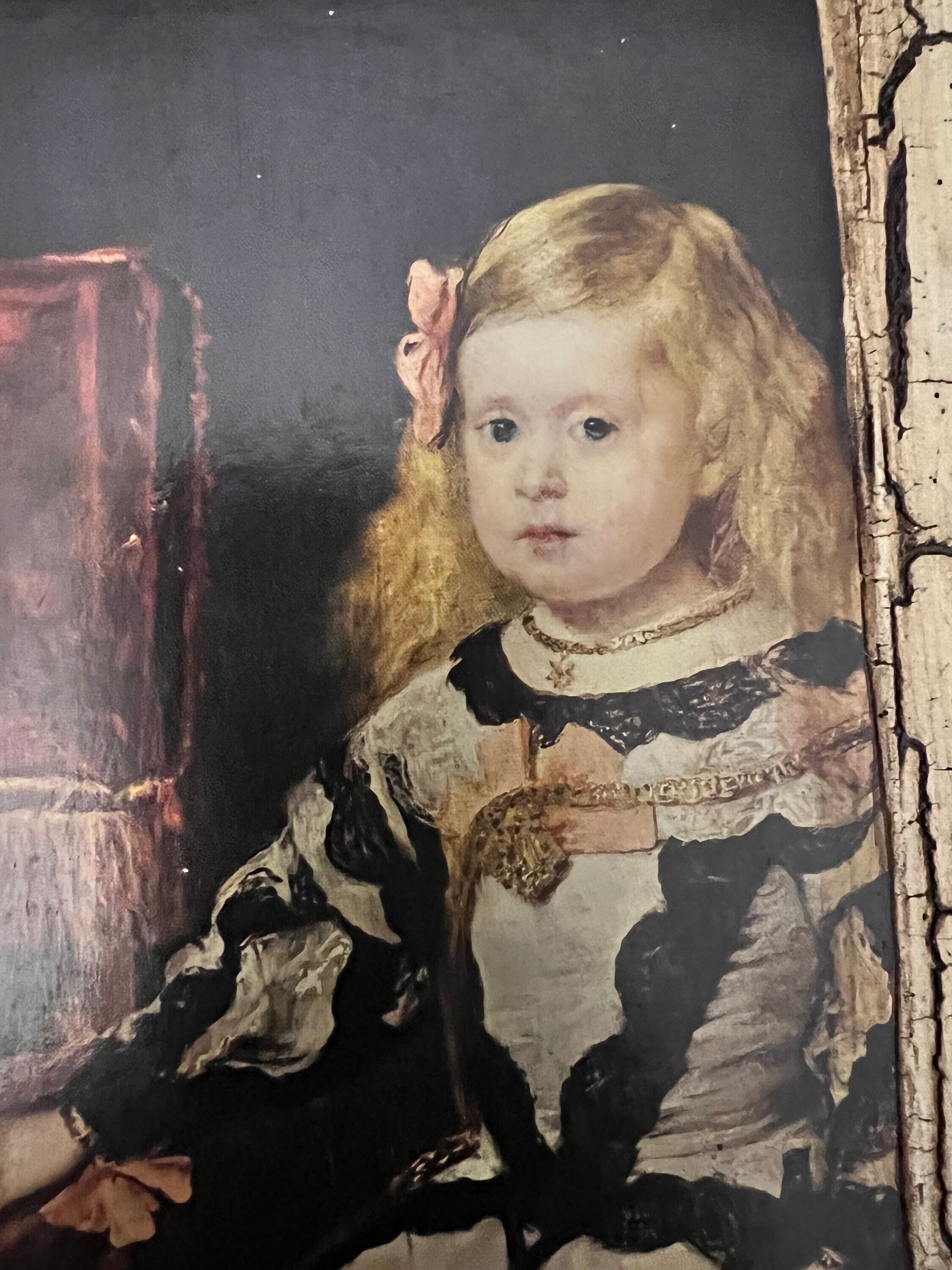 Vintage Goya Portrait and Infanta Margarita Art Print on Rustic