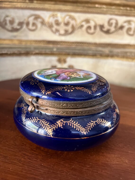 Exquisite, trinket, box. Cobalt blue, Victorian c… - image 7