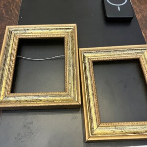 Authentic Antique, small wood frame. Hand crafted in Spain. Gold with black spots. Spanish revival style.6.5 x 5.5.