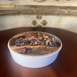 Antique Coalport England Bone China Prattware Pot. 4.25x1.25 inches.