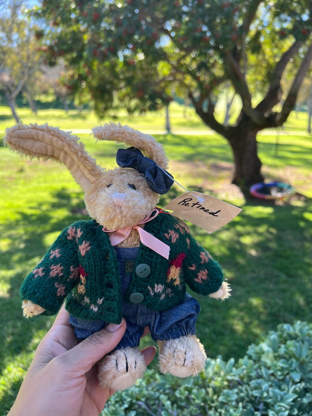 Vintage Bunny Plush Toy, Retired Collectible Rabbit With Knitted ...