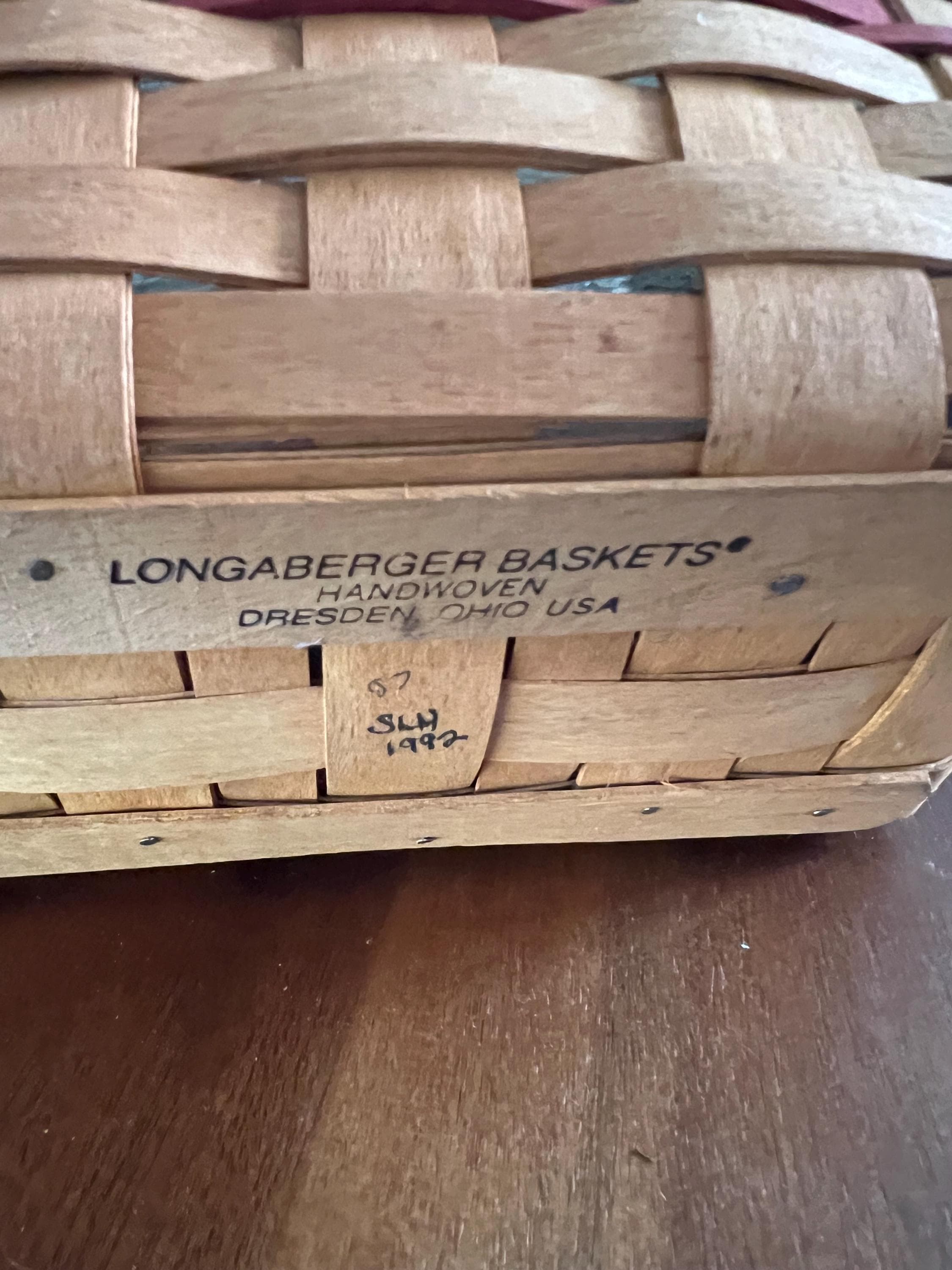 longaberger アメリカ製ヴィンテージオーブンベーカー Longaberger 1996 Heartland Large Peg Basket With Plastic Protector
