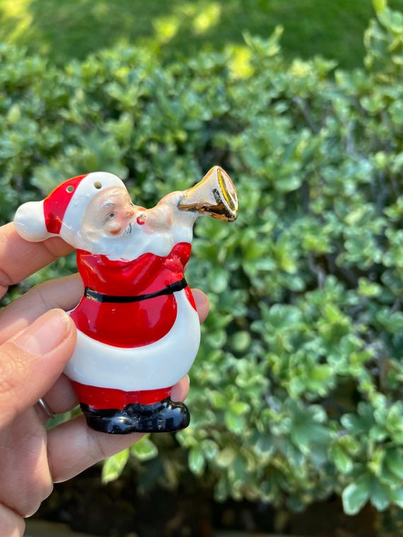 Vintage Yona Japan Porcelain Santa Christmas Ornaments, Musical