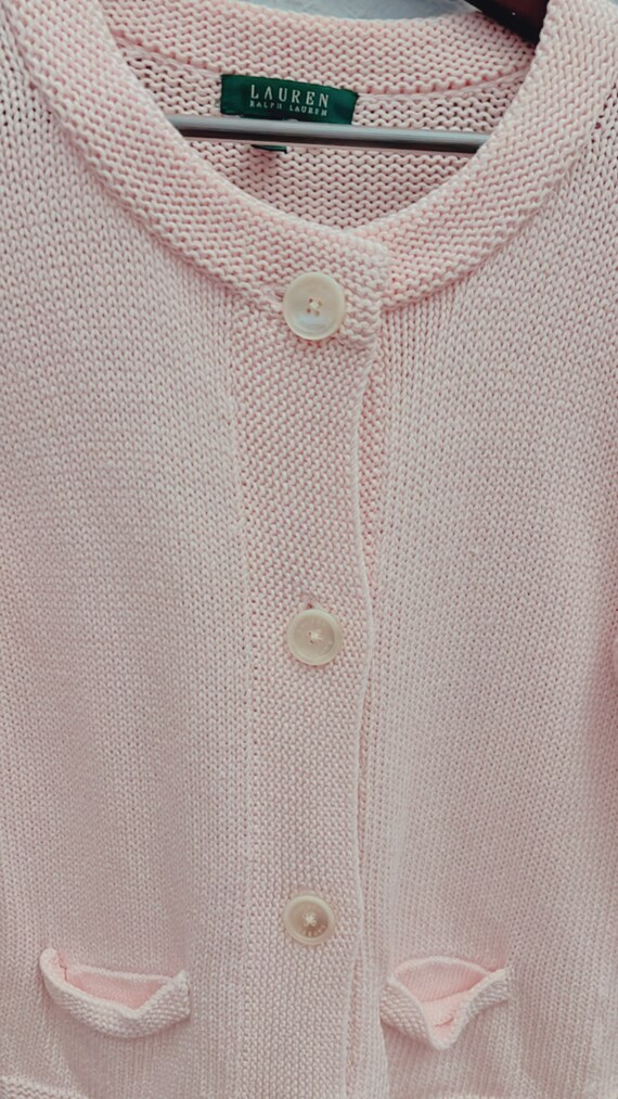 Vintage Ralph Laurent pink heavy cardigan sweater… - image 6