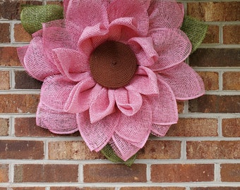 Pink Magnolia Flower Wreath