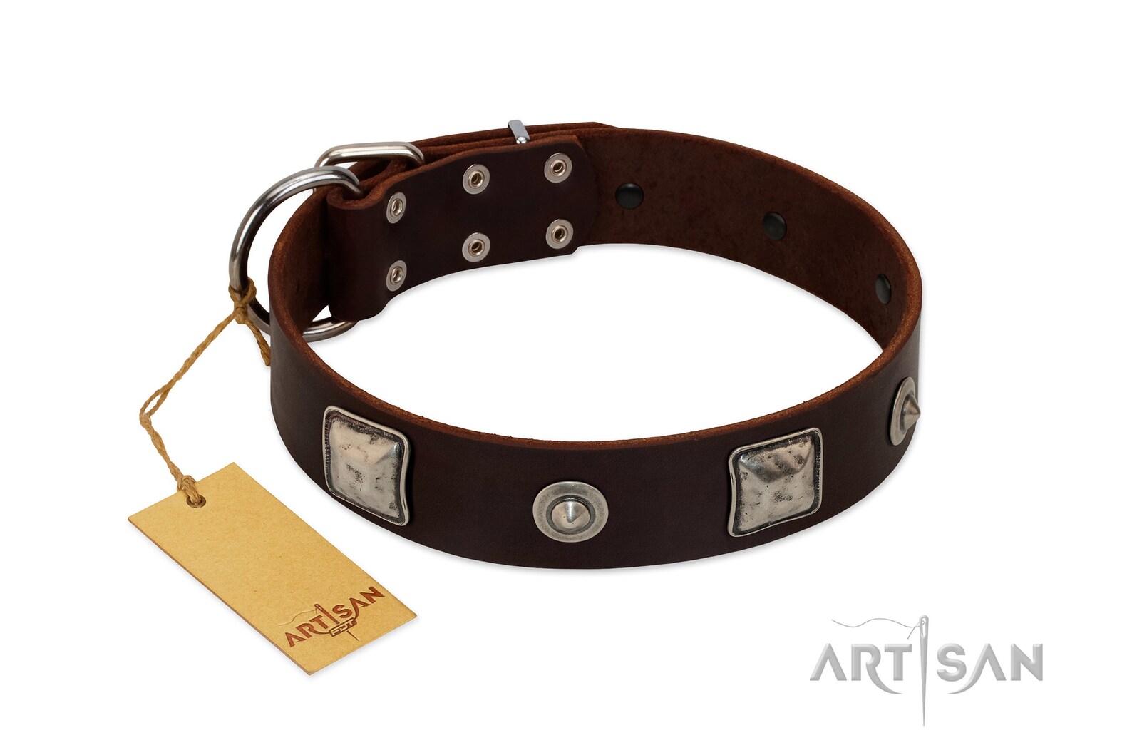 Brown Leather Dog Collar gothic Adornments Decor - Etsy