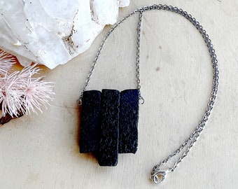 Lava Stone Necklace - Healing Crystal Pendant - Aromatherapy Essential Oil Jewelry