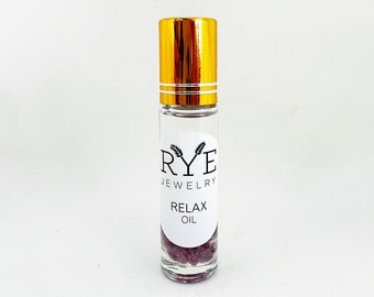 Relax Essential Oil Roller - Relaxing Aromatherapy - Healing Crystal Lavender Perfume