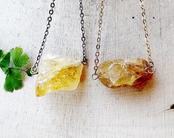 Citrine Crystal Necklace - Yellow Healing Stone Pendant - Jewelry for Passion and Manifesting