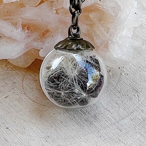Crystal and Dandelion Wish Necklace Garnet Healing Crystal Pendant for Manifesting and Protection image 1
