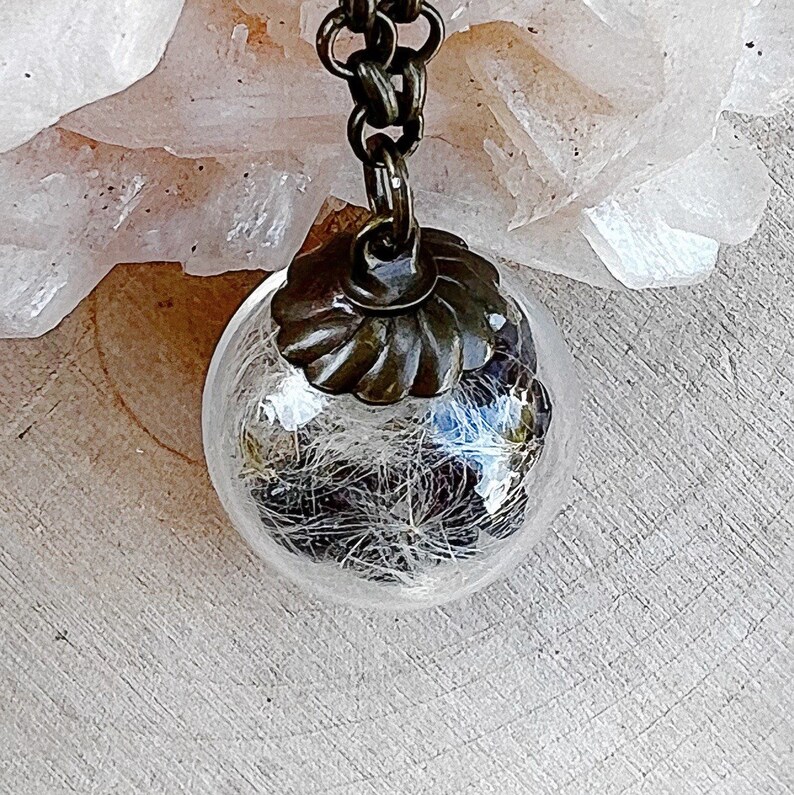 Crystal and Dandelion Wish Necklace Garnet Healing Crystal Pendant for Manifesting and Protection image 7