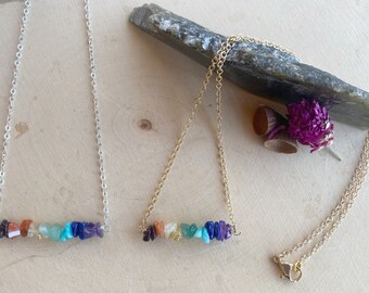 Chakra Crystal Necklace - Seven Chakra Healing Crystals - Rainbow Necklace for Balance and Pride