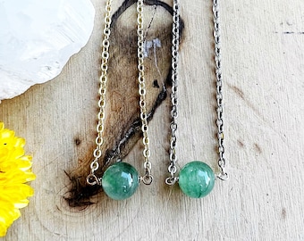 Green Aventurine Necklace - Healing Crystal Bead Pendant - Jewelry for Luck and Love