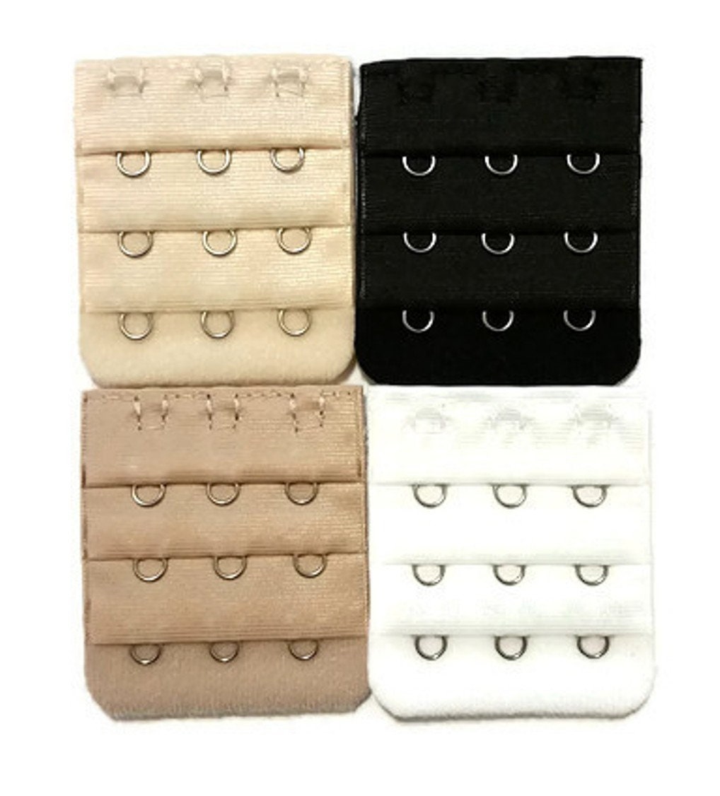 4-Pack Elastic Bra Extenders - 3 Hook Clip-On Extension Straps For Maternity & Comfort