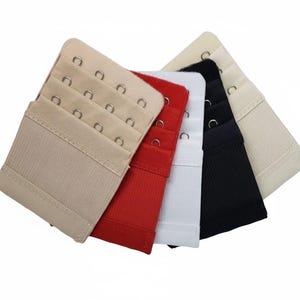 4 haczyki, wąskie przedłużki do biustonosza, rozstaw pół cala, z gumką, zestaw 5 sztuk