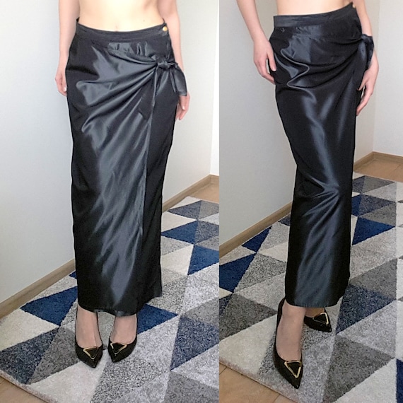 MARK Silk blend Black Maxi Skirt / Maxi silk skirt